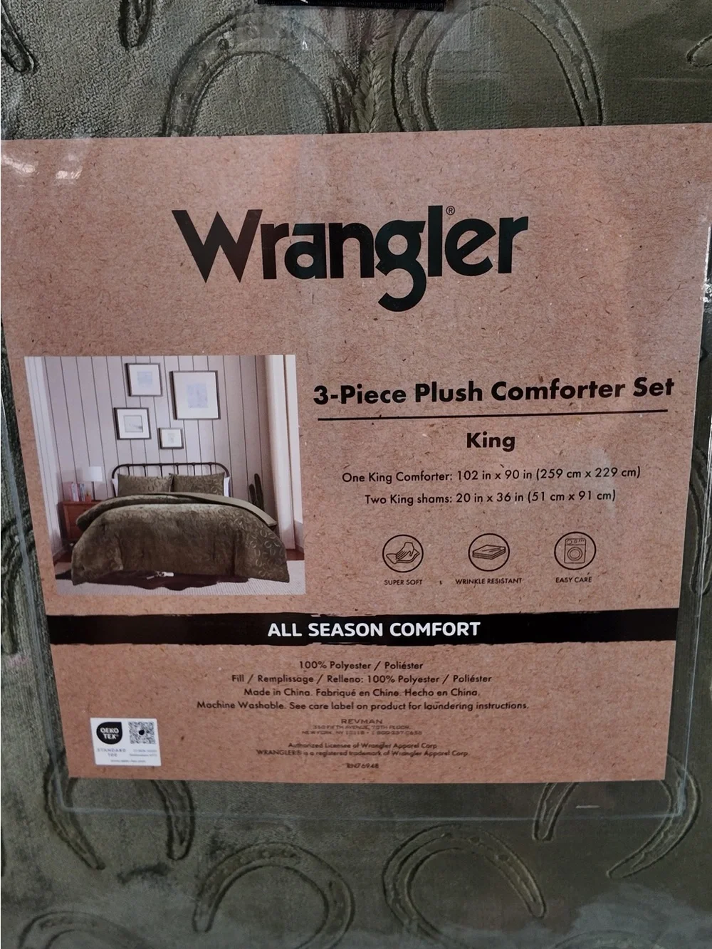 Wrangler Olive Green 3-Piece Plush Comforter Set - King